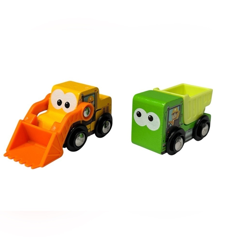 Two J’Adore Wooden Vehicles: Dump Truck & Bobcat